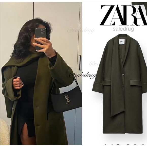Zara manteco scarf wrap coat - Picture 1 of 16